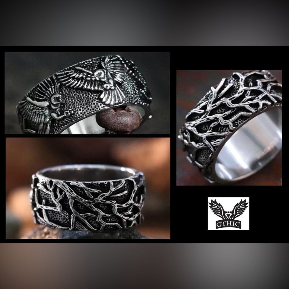 GTHIC Retro Eagle Branch Men’s Brass Ring